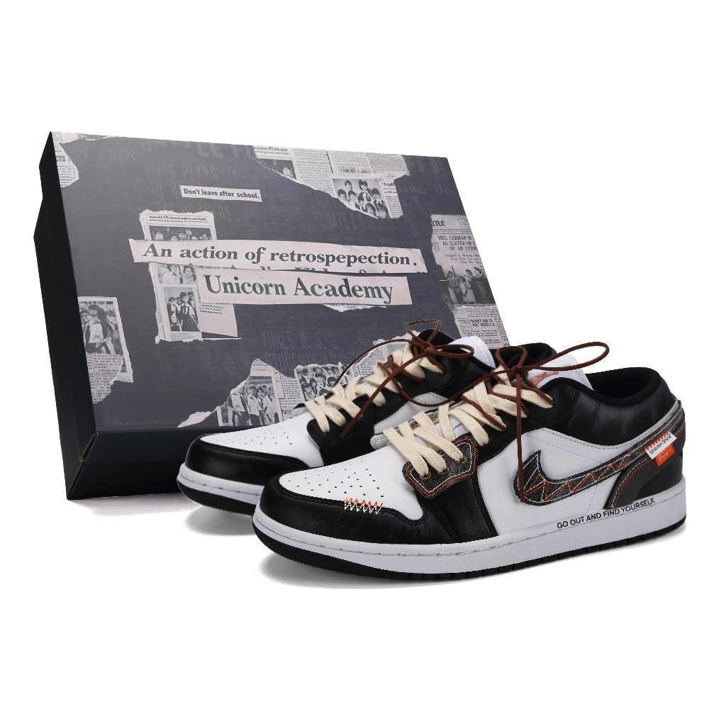 Jordan Air Jordan 1 Boundary Breaker Abrasion Resistant Low Top Vintage Basketball Shoes Men's Black White