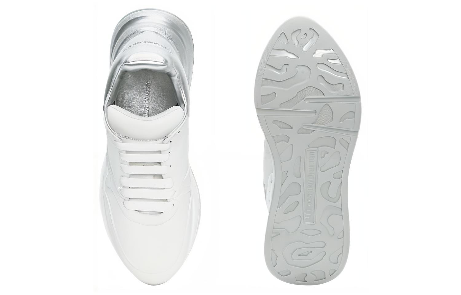 Alexander McQueen Oversized Cushioning Low-Top Casual Shoes Men's White Silver