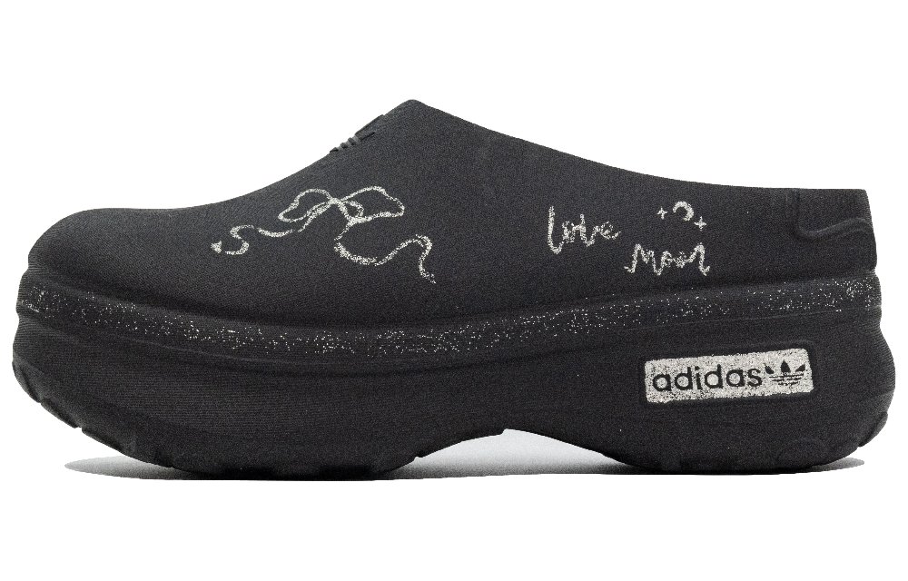 Adidas Originals AdiFOM Stan Smith Mule Abrasion Resistant Closed Toe Slippers Women's Black Silver