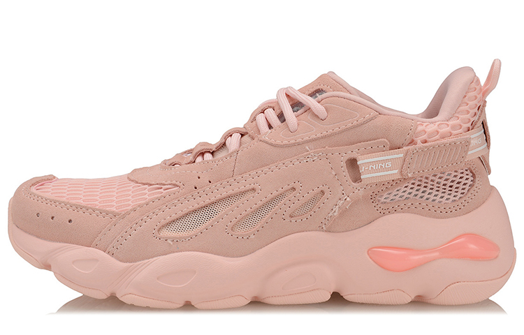 LiNing Butterfly Anti Slip Wear Resistant Low Top Chunky Sneakers Women's Pink
