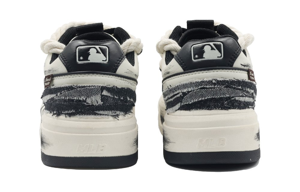 MLB Chunky Liner Black Mist Transformation Wear-Resistant Height Increasing Low-Top Skateboard Shoes Unisex Black White
