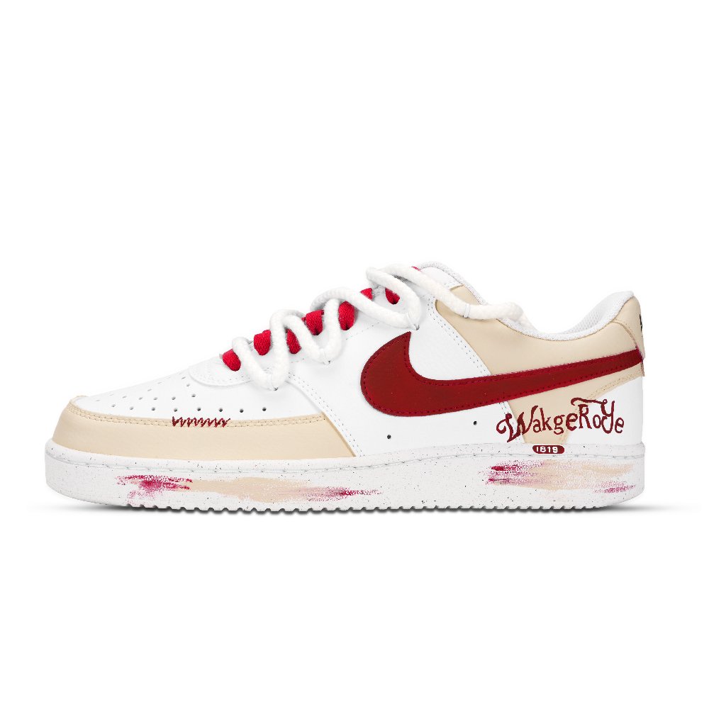 Nike Court Vision 1 Retro American Style Abrasion Resistant Low Top Skateboard Shoes Men's White Yellow Red