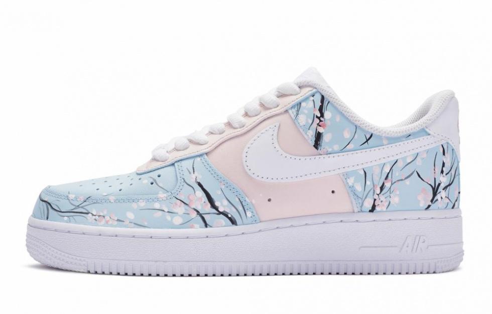 Nike Air Force 1 Low Top Skateboard Shoes GS White Soft Pink Green Black