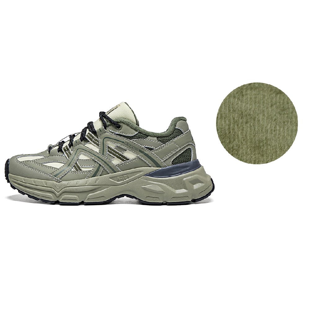 Kappa Anti Slip Wear Resistant Low Top Running Shoes Unisex Green Yellow