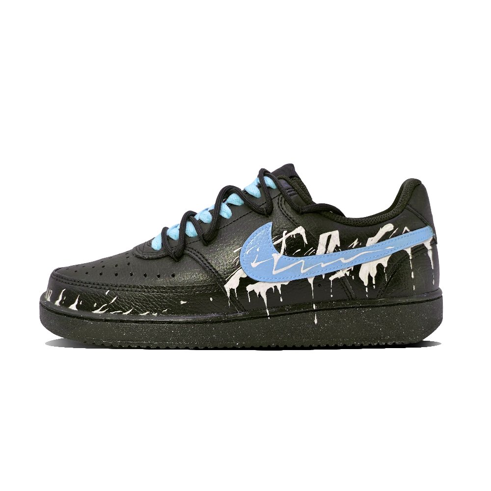 Nike Court Vision 1 Anti-Slip Wear-Resistant Low-Top Skateboard Shoes Unisex Black Blue