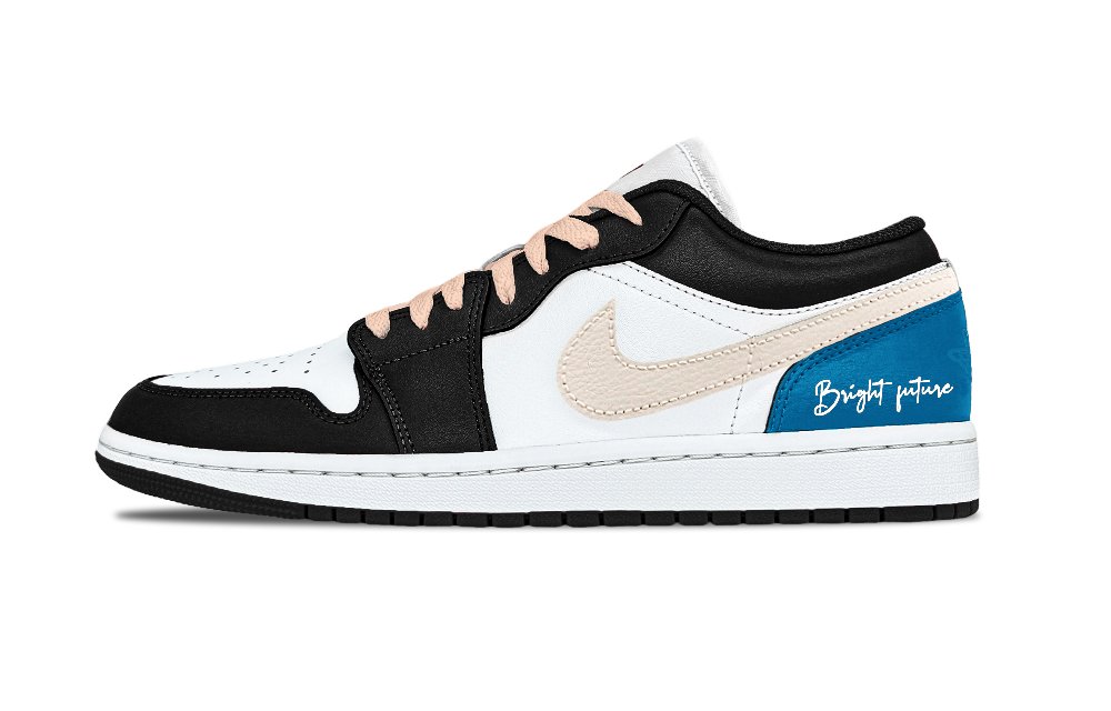 Jordan Air Jordan 1 The Light Of The Future Abrasion Resistant Low Top Vintage Basketball Shoes Unisex Blue Black