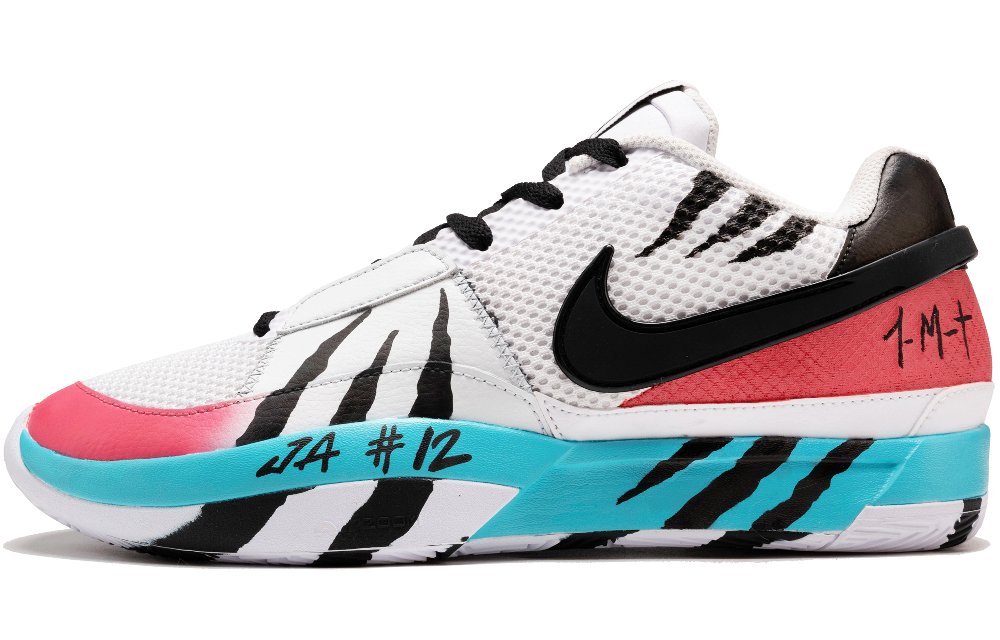Nike Ja 1 Wear-Resistant Low-Top Basketball Shoes Men's Black White Blue Asian Version