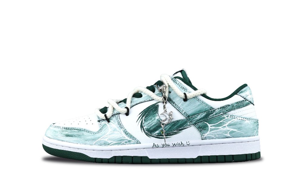 Nike Dunk Blue Feather Wish Abrasion Resistant Low Top Skateboard Shoes Unisex White Green