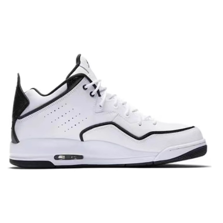 Jordan Courtside 23 Cushioned Wear-Resistant Slip-Resistant Mid-Top Vintage Basketball Shoes Men's White Black