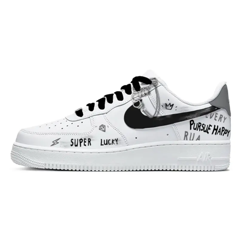 Nike Air Force 1 Street Code Abrasion Resistant Balance Low top Skateboard Shoes Unisex Simple White