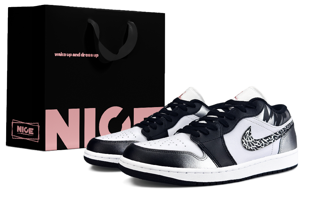 Jordan Air Jordan 1 Abrasion Resistant Low Top Vintage Basketball Shoes Unisex Moonrock Silver Gray