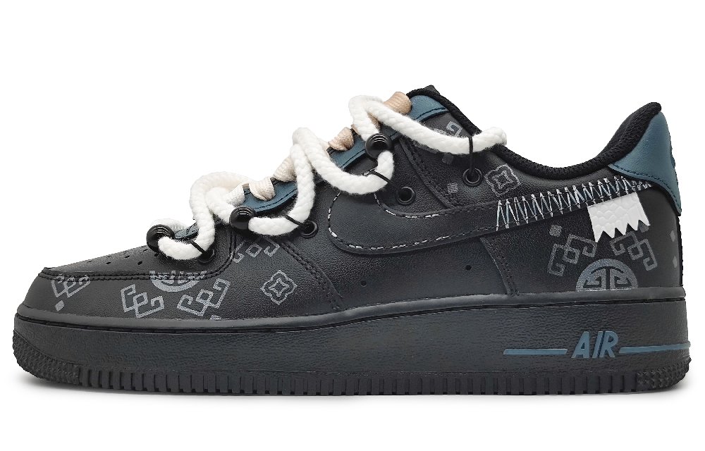 Nike Air Force 1 Low Low-Top Skateboard Shoes Men's Black Silver