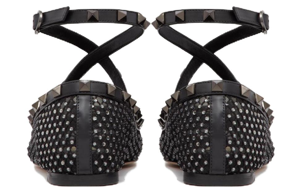 Valentino Garavani Rockstud Rhinestone-embellished Ballerina Shoes