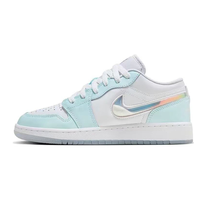 Jordan Air Jordan 1 Slip-Resistant Breathable Moisture-Wicking Low-Top Vintage Basketball Shoes GS White Blue купить в интернет-магазине Yoocart с быстрой доставкой по России.