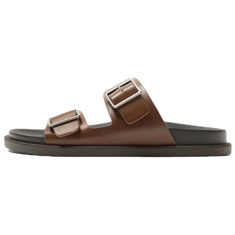 ZARA Abrasion Resistant Slide Slippers Men's Dark Brown Yellow