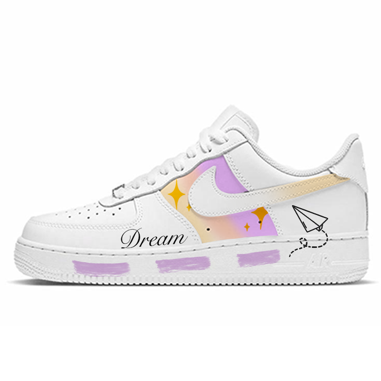 Nike Air Force 1 Anti Slip Wear Resistant Low Top Skateboard Shoes Unisex White Purple