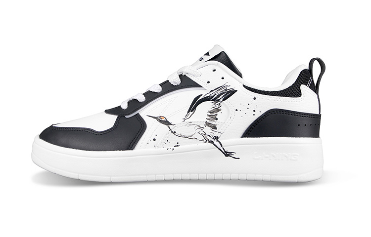 LiNing Low Top Skateboard Shoes Men's White Black