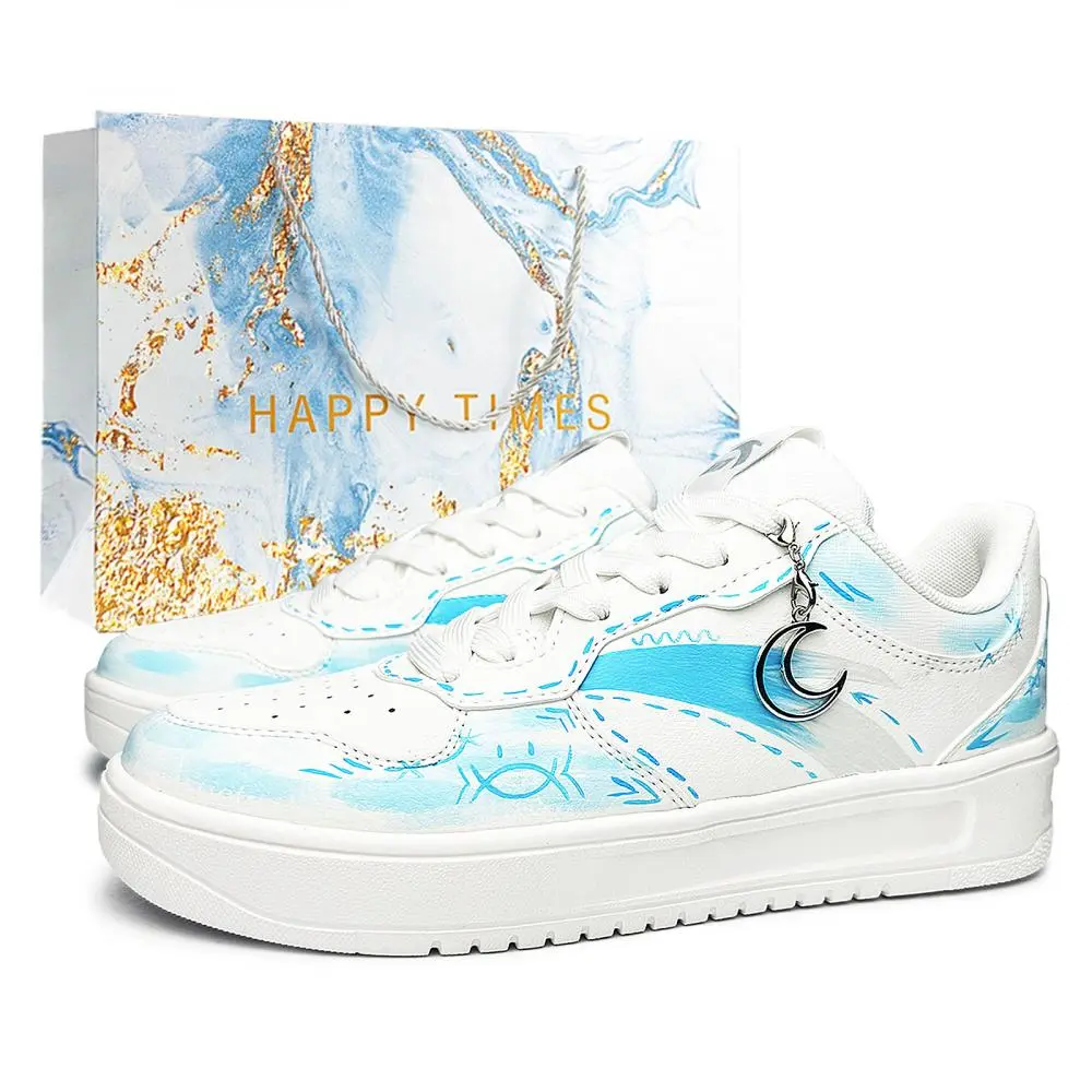 Anta Relaxed Lightweight Height Increasing Slip Resistant Low top Skateboard Shoes Unisex White Blue