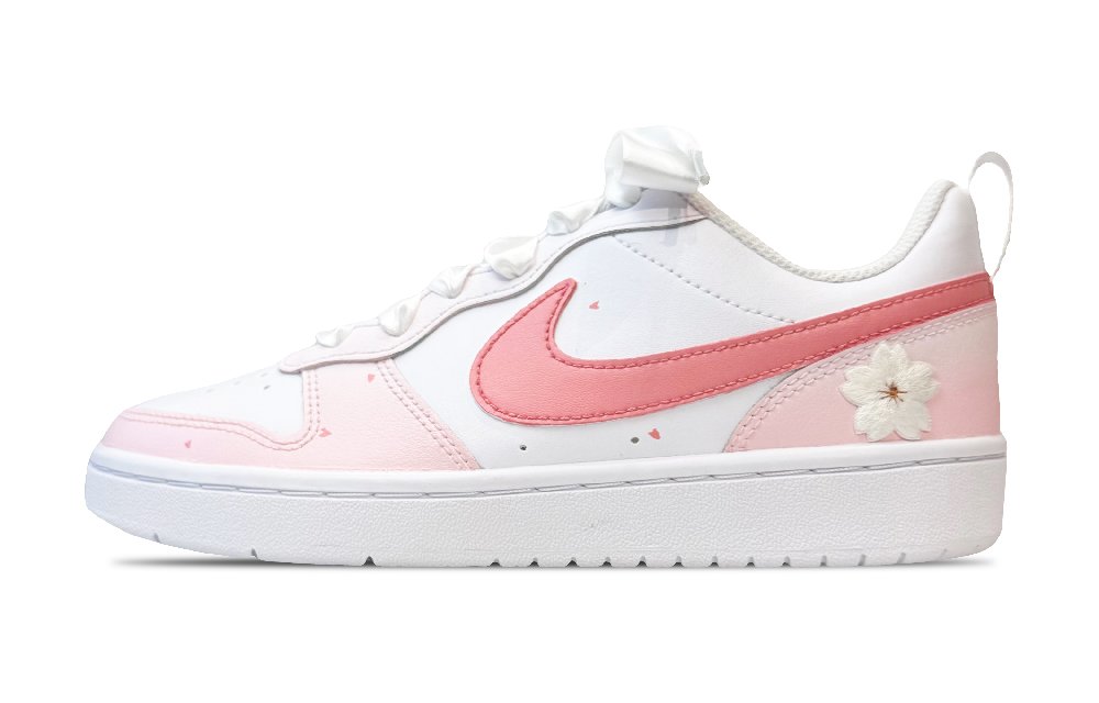 Nike Court Borough Cherry Blossom Rampage Gradient Cute And Gentle Low-Top Skateboard Shoes GS White Pink