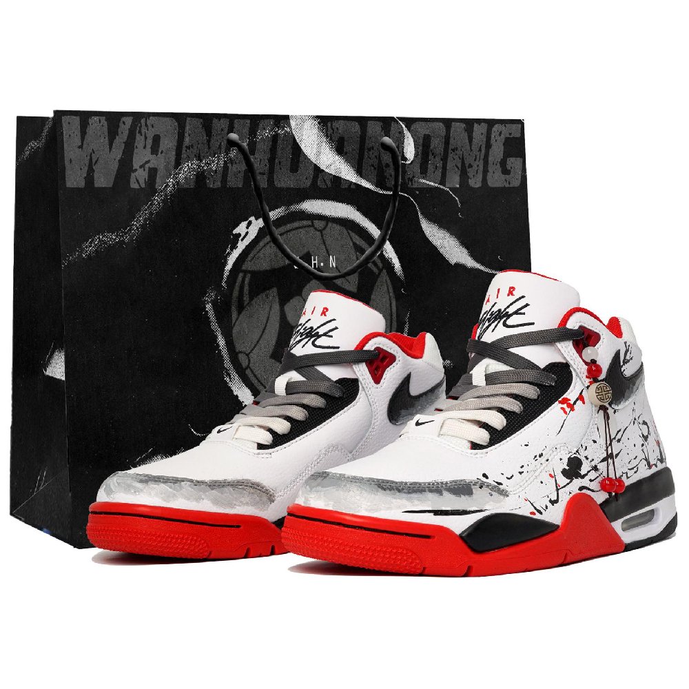 Nike Flight Legacy Anti Slip Wear Resistant Mid Top Vintage Basketball Shoes Unisex White