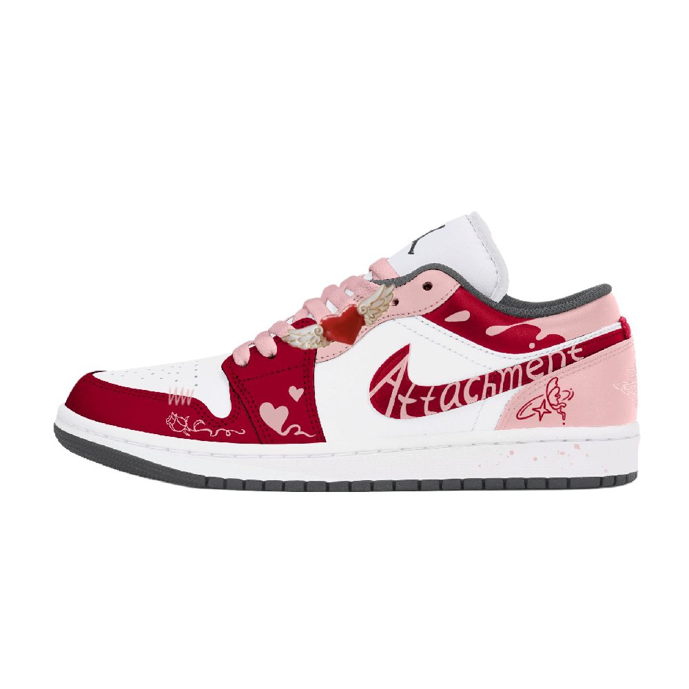 Jordan Air Jordan 1 Abrasion Resistant Low Top Vintage Basketball Shoes Unisex Red Pink
