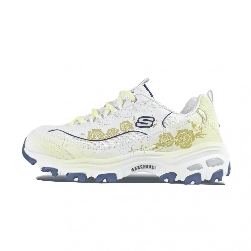 Skechers D'LITES 1.0 Abrasion Resistant Low Top Chunky Sneakers Women's White