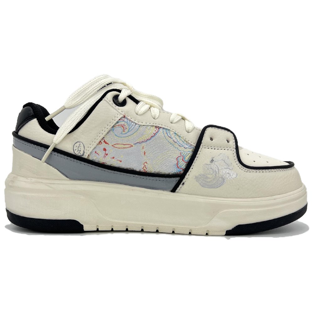 MLB Chunky Liner Anti Slip Wear Resistant Low Top Skateboard Shoes Unisex Beige Silver