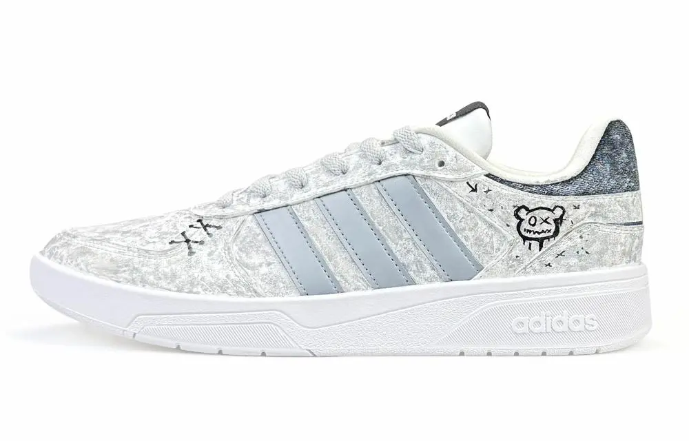 Adidas Neo Courtbeat Abrasion Resistant Low top Skateboard Shoes Men's Gray White