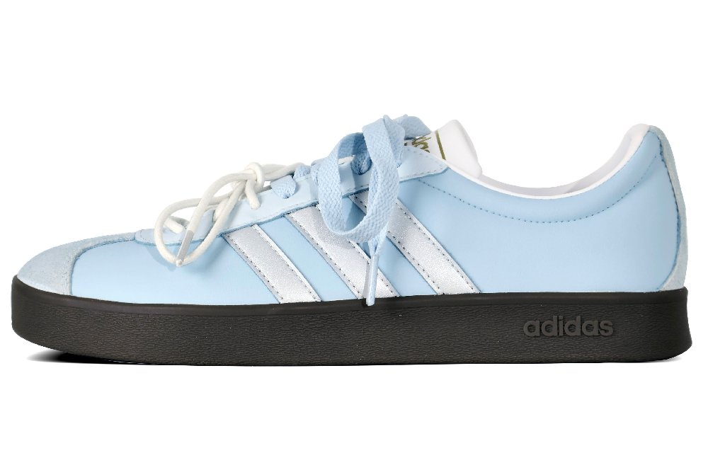 Adidas Neo Vl Court Classic Anti-Slip And Wear-Resistant Quick Dry Low-Top Skateboard Shoes Unisex Light Blue