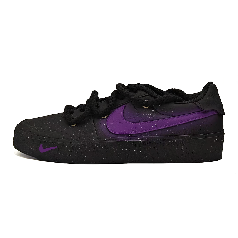 Nike Court Shot Purple Initial Non slip Lightweight Low Top Skateboard Shoes Unisex Black Purple