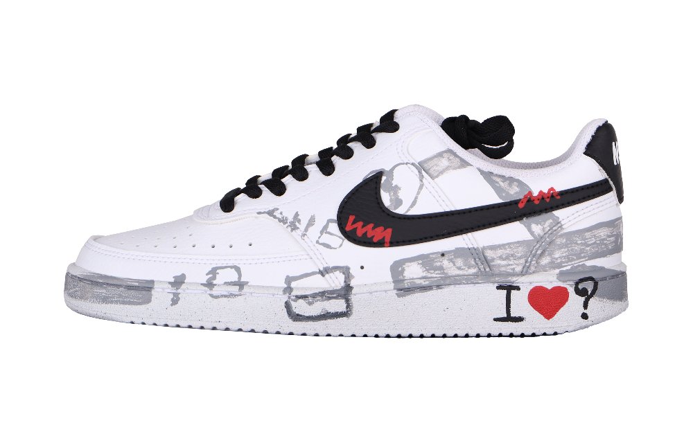 Nike Court Vision 1 Hypothesis Of Love Abrasion Resistant Low Top Skateboard Shoes Men's Black Gray