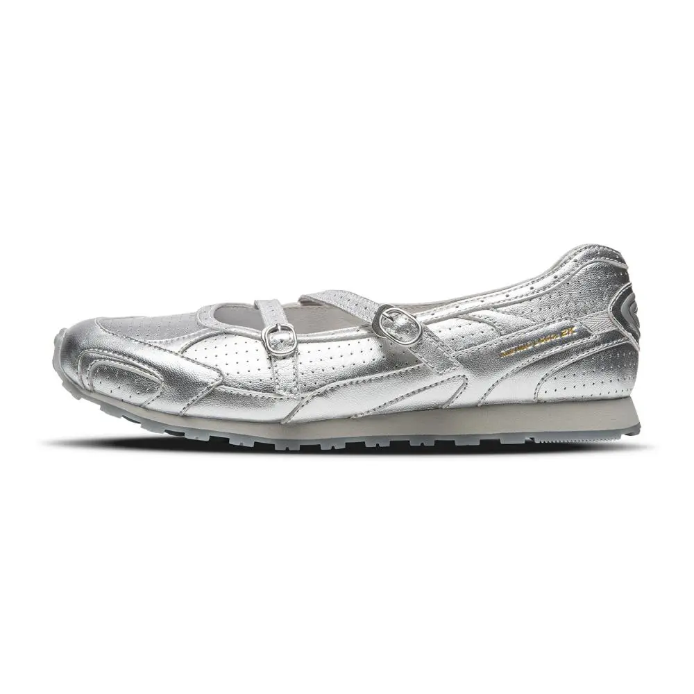 Mizuno LG 60S Thin Sole Shoes, Ballet Shoes, Mary Jane Shoes Low top Casual Shoes Women's Silver