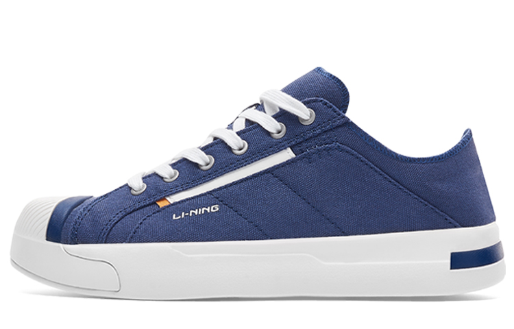 LiNing Wear-Resistant Breathable Slip-Resistant Low-Top Canvas Shoes Men's Blue White