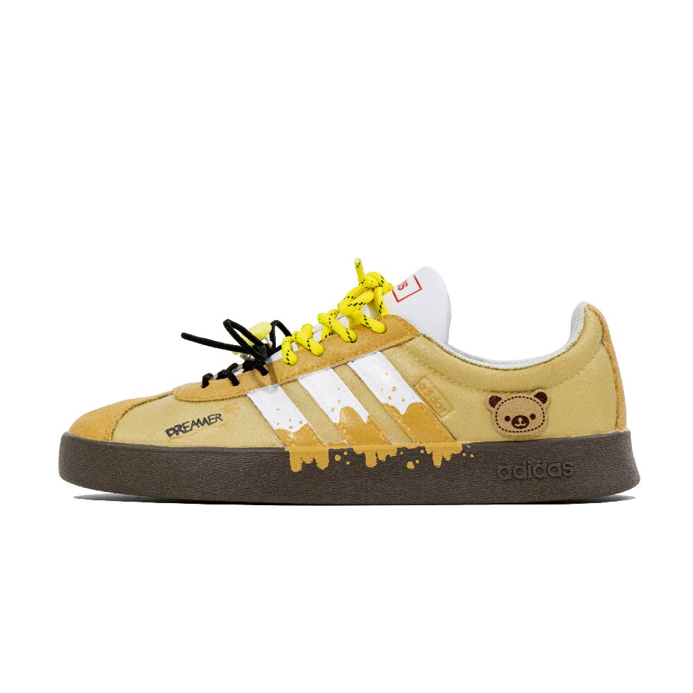 Adidas VL COURT 2.0 Cookie Dreamer Abrasion Resistant Low Top Skateboard Shoes Unisex Light Yellow