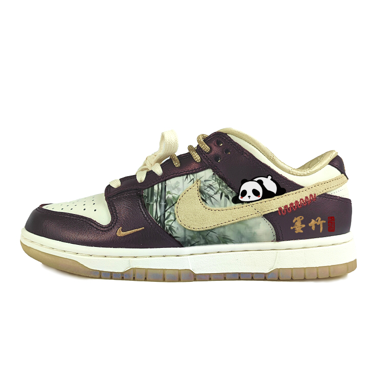 Nike Dunk Anti-Slip Wear-Resistant Low-Top Skateboard Shoes Women's White Gold