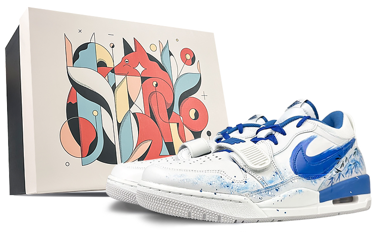 Jordan Legacy 312 Cushioned Slip-Resistant Low-Top Vintage Basketball Shoes Men's Blue White