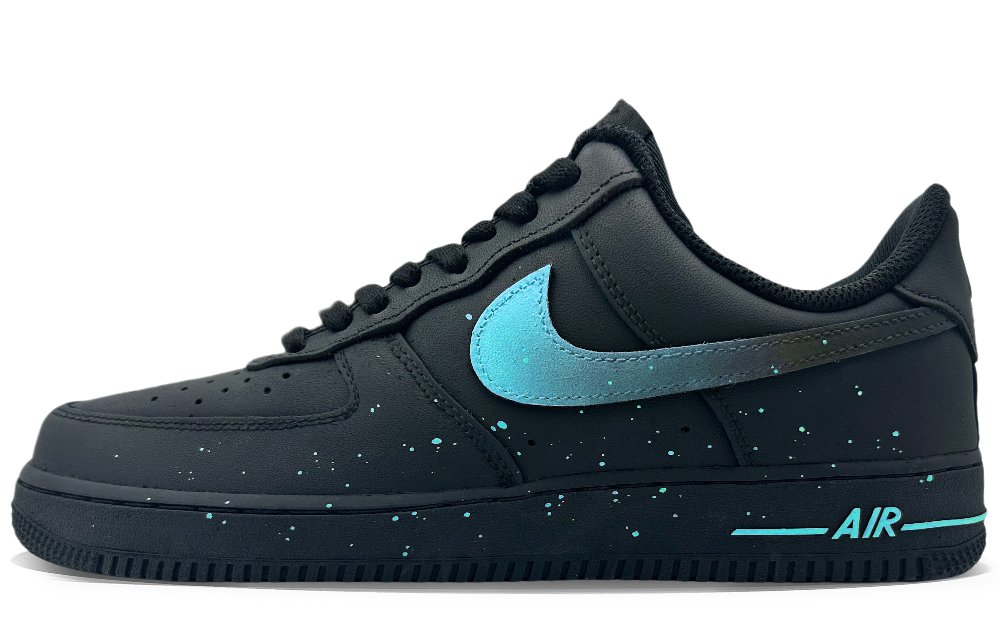 Nike Air Force 1 Lightning Blue Abrasion-Resistant Low-Top Skateboard Shoes Unisex Black Blue