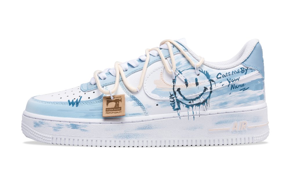 Nike Air Force 1 Abrasion Resistant Low Top Skateboard Shoes Unisex Blue White