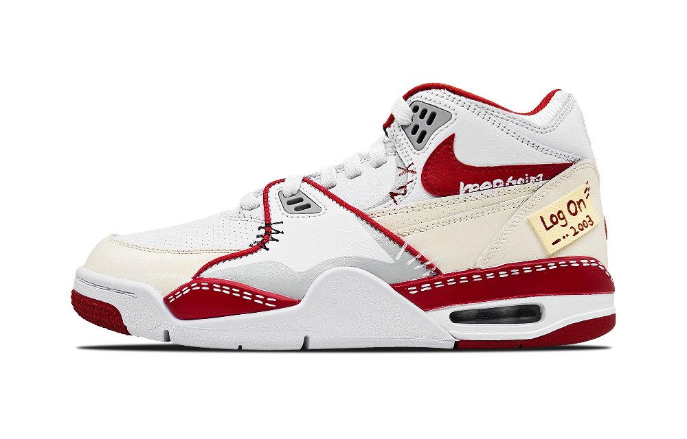 Nike Air Flight 89 Cushioning Anti-Slip And Wear-Resistant Mid-Top Vintage Basketball Shoes Men's Red White