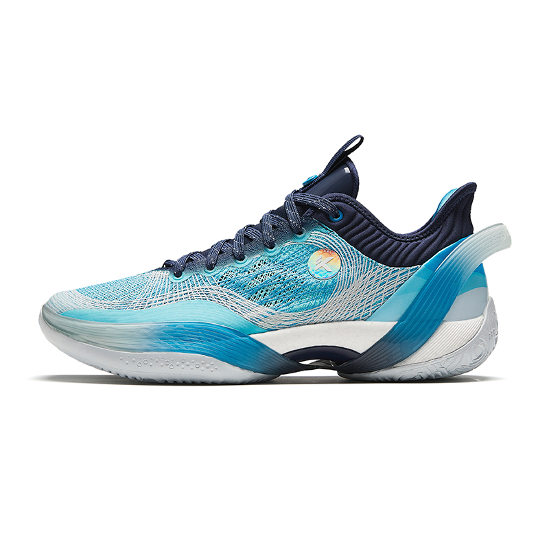 Anta Three-point Rain1.0 Cushioning Wear-Resistant Low-Top Basketball Shoes Men's Water Rhyme Blue