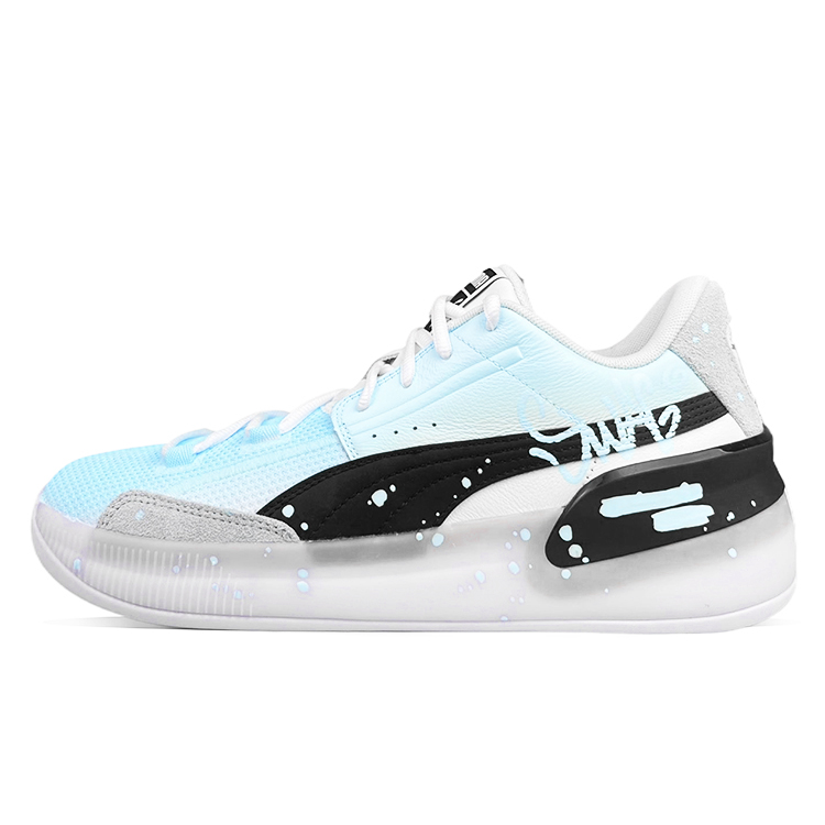 PUMA Clyde Hardwood Basketball Shoes Unisex Low-Top Blue/Black/White