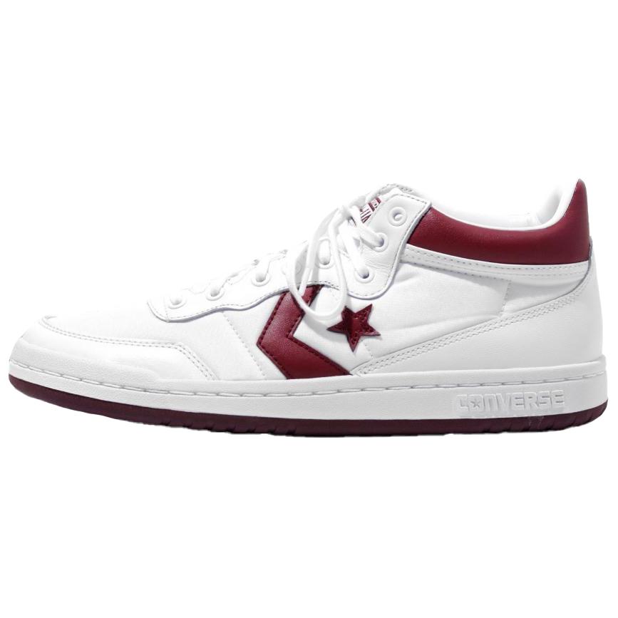 Converse Slip Resistant Abrasion Resistant Mid top Skateboard Shoes Unisex White Red