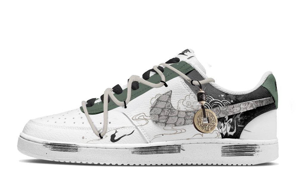 Nike Court Vision 1 Anti-Slip Wear-Resistant Low-Top Skateboard Shoes Men's White Green