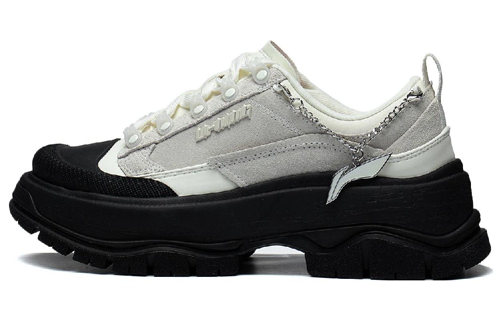 LiNing Anti-Slip Wear-Resistant Low-Top Sports Casual Shoes Women's White Black