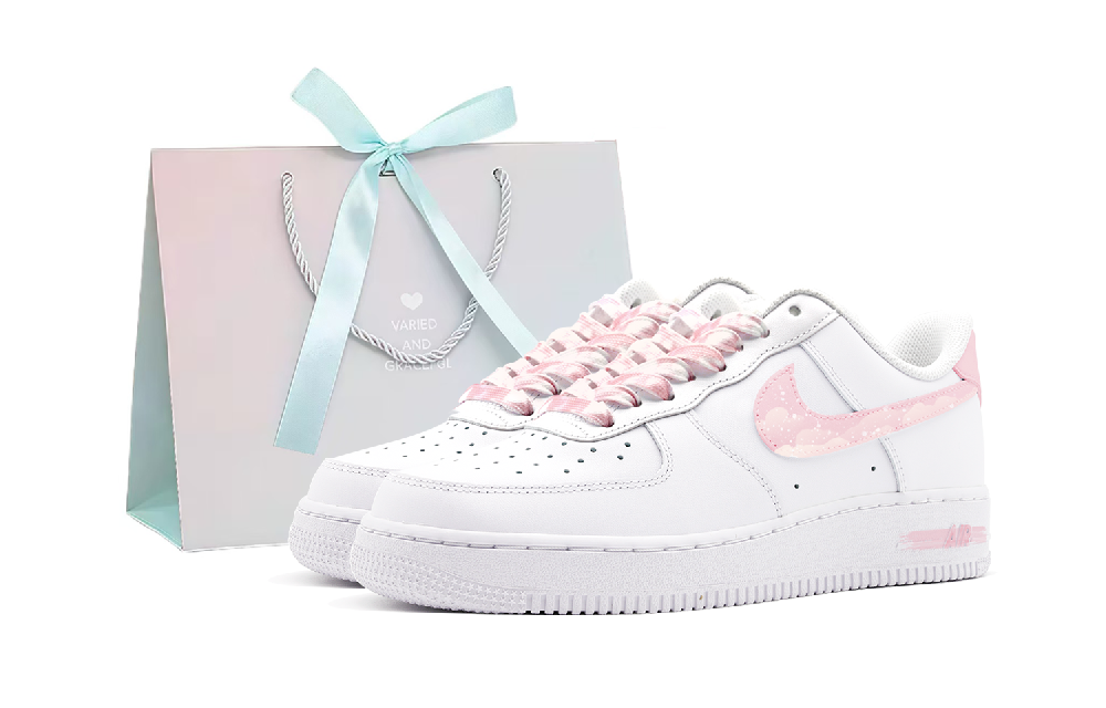 Nike Air Force 1 Peach Clouds Coverage Thermal Cushioning Abrasion Resistant Low Top Skateboard Shoes Men's Blue White