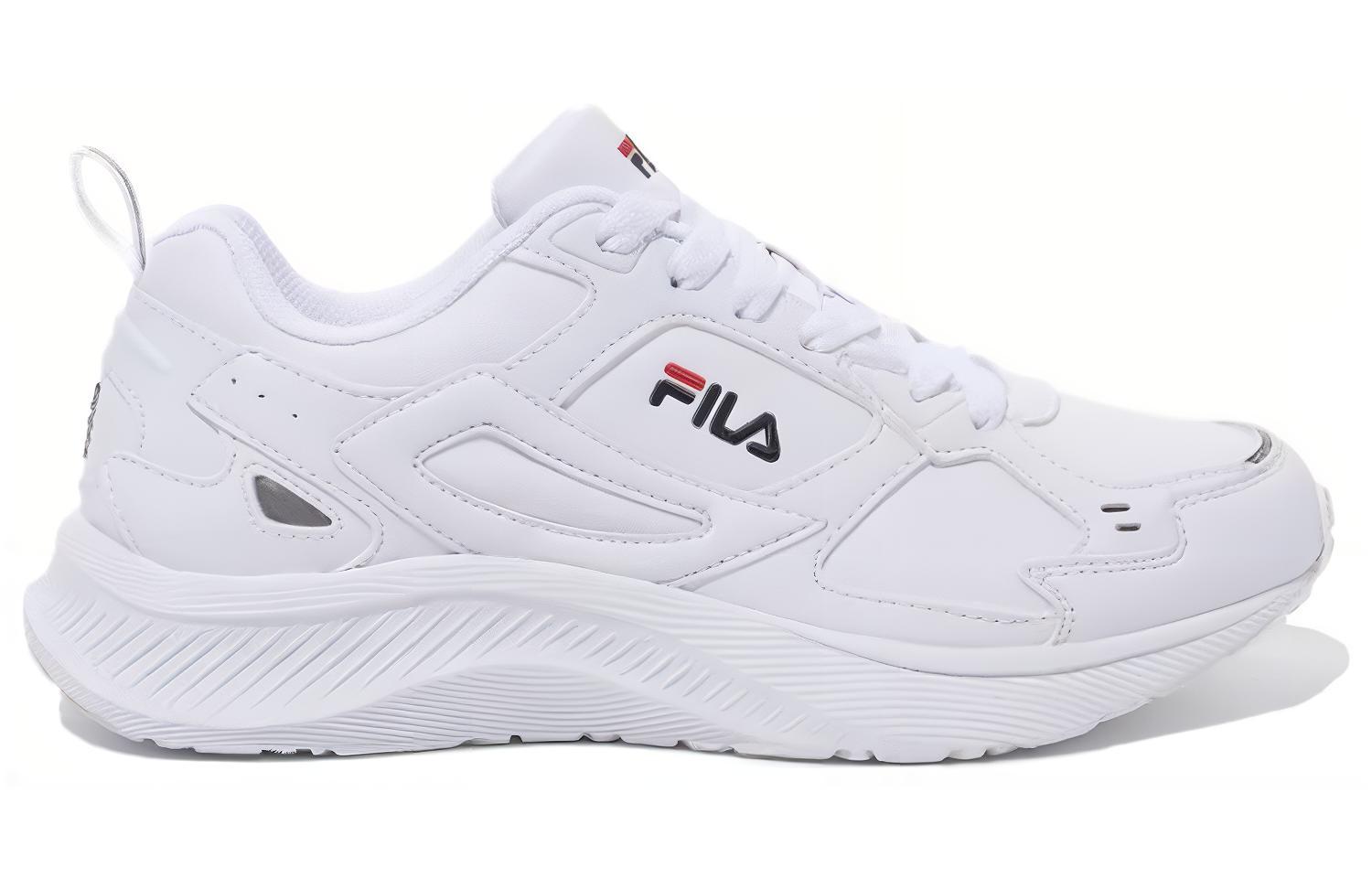 FILA Abrasion Resistant Breathable Low Top Running Shoes Unisex Pure White