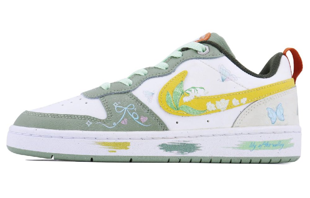 Nike Court Borough Blue Bellflower SDS Slip-Resistant Water-Resistant Low-Top Skateboard Shoes GS Yellow Green