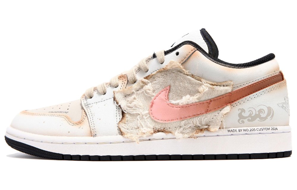 JORDAN Air JORDAN 1 Vintage Basketball Shoes Men Low-Top Beige Pink White