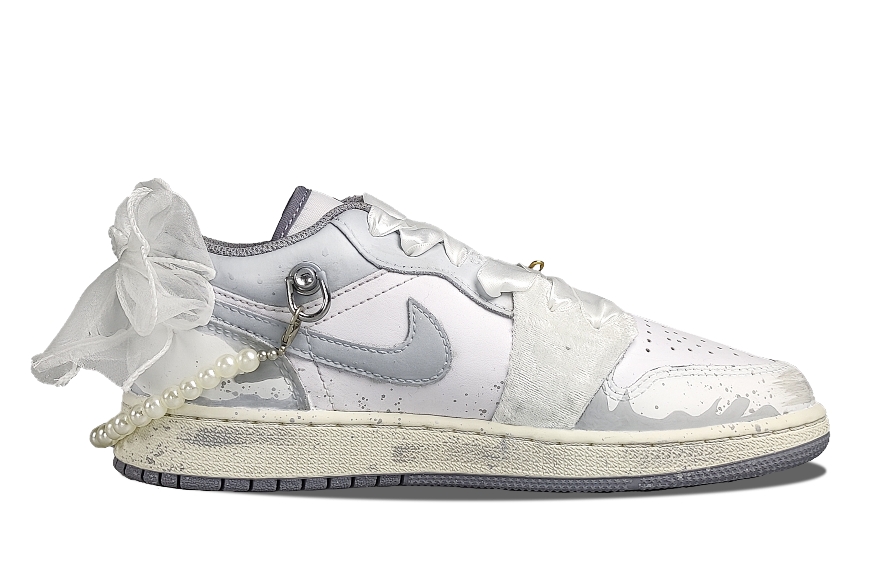 Jordan Air Jordan 1 Nebula Ripple Abrasion Resistant Low top Skateboard Shoes Women's Gray