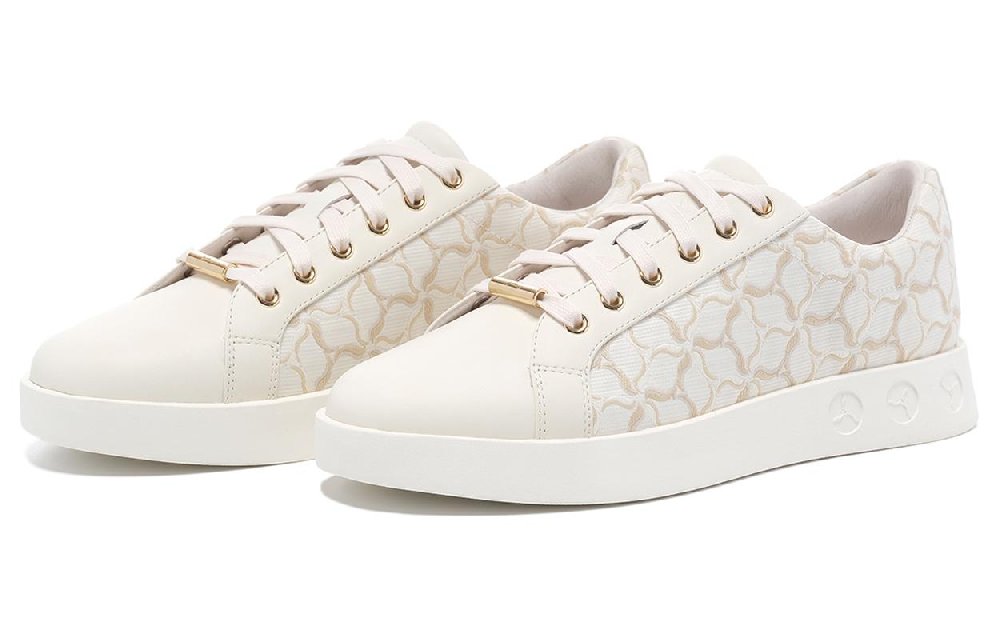 LI NING 1990 Anti Slip Wear Resistant Low Top Skateboard Shoes Men's Ecru Gold